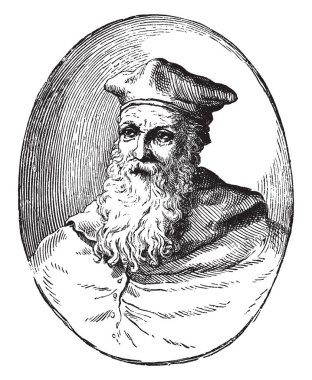 FRA Sebastiano bir İtalyan Yüksek Rönesans, vintage çizgi çizme veya oyma illüstrasyon ressam