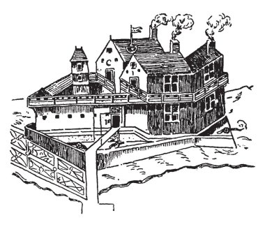 Bu pozisyonda, o bükülmüş ve ipi yukarı doğru yöne çekerek ve onun baş, vintage çizgi çizme veya oyma illüstrasyon üzerinden cesedini onun iki elle düzeltiyor.