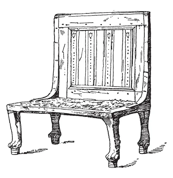 Chaise Égyptienne Est Traitée Comme Cadre Dessin Ligne Vintage Illustration — Image vectorielle