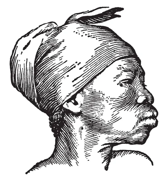 Une Bushwoman Méditerranéenne Dessin Ligne Vintage Illustration Gravure — Image vectorielle