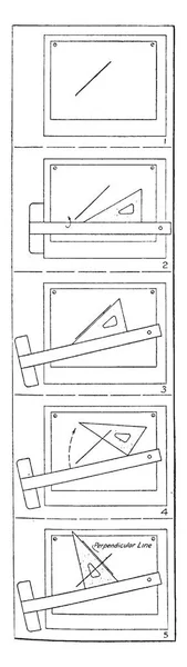 Dibujo Líneas Perpendiculares Ejercicio Con Hipotenusa Del Triángulo Brújula Vértice — Archivo Imágenes Vectoriales