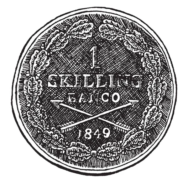 Реверс Skilling Монети Гроші Раніше Використовувалися Скандинавії Північній Німеччині Vintage — стоковий вектор