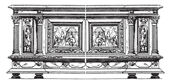 Poitrine Renaissance Appartenant 17Ème Siècle Jambes Courtes Pour Soutenir Poitrine — Image vectorielle