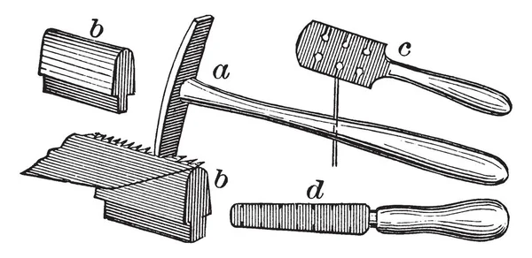 Deze Afbeelding Vertegenwoordigt Verschillende Type Collection Van Saw Sets Vintage — Stockvector