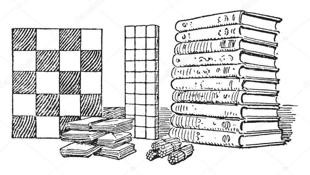 This illustration represents function of Gutenberg Printing Press, vintage line drawing or engraving illustration.
