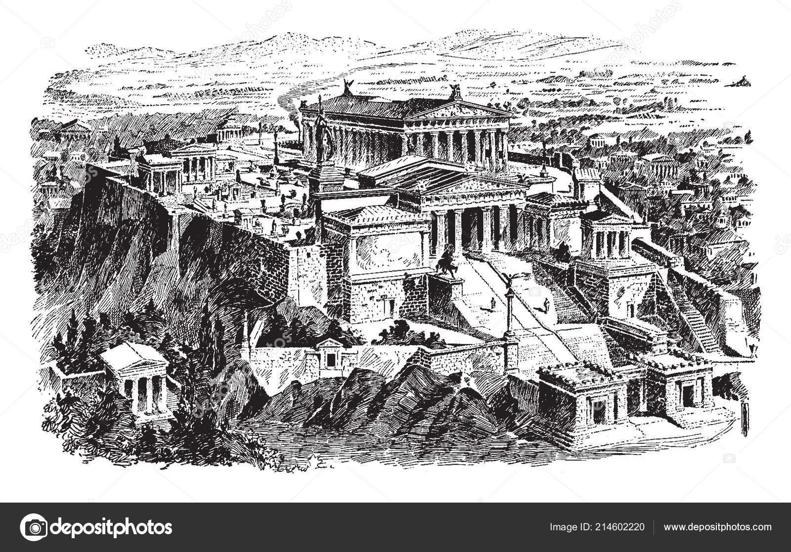 Acropolis of Athens. the Parthenon. Athens. Greece. Hand Drawn Sketch.  Vector Illustration. Stock Vect… | Greece drawing, Athens acropolis,  Architecture drawing art