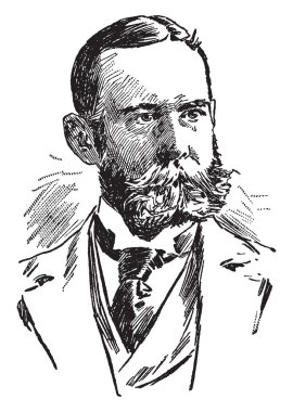 John Milton Hay, 1838-1905, o bir Amerikalı devlet adamı, diplomat, yazar, gazeteci ve Amerika Birleşik Devletleri Dışişleri Bakanı, vintage çizgi çizme veya oyma illüstrasyon yapıldı.