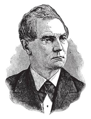 William Almon Wheeler, 1836-1906, o bir Amerikan askeri komutan, politikacı ve bir süvari genel, vintage çizgi çizme veya oyma illüstrasyon yapıldı.