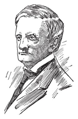 William Maxwell Evarts, 1818-1901, o bir ABD'li avukat ve devlet adamı New York, ABD Dışişleri Bakanı, ABD Adalet Bakanı ve New York, vintage çizgi çizme veya oyma illüstrasyon Eyaleti senatörü üzerinden yapıldı.