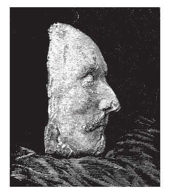 Ölüm maskesi William Shakespeare sağ taraftan, ölüm maskeleri mementos ölülerin olabilir veya portreler, vintage çizgi çizme veya oyma illüstrasyon oluşturulması için kullanılan