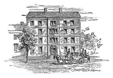 Başkan house George Washington tarafından işgal olduğunu. 1788, o hangi 1790 Başkan'ın ev, vintage çizgi çizme veya oyma resimde olmak için kiralandı Broadway'de muhteşem bir ev inşa.
