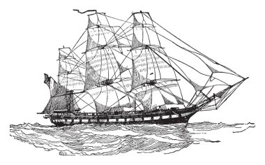 Amerika Birleşik Devletleri fırkateyn 1812 nerede orijinal altı fırkateyn Amerika Birleşik Devletleri Deniz Kuvvetleri deniz 1794 Yasası, vintage çizgi çizme veya oyma illüstrasyon ile Kongre tarafından yetkili.