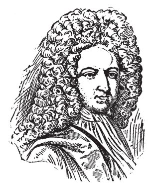 Daniel Defoe, c. 1660-1731, o bir İngiliz tüccar, yazar, gazeteci, pamphleteer ve casus, onun roman Robinson Crusoe, vintage çizgi çizme veya oyma illüstrasyon için ünlü oldu