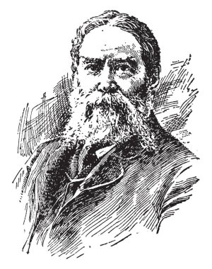 James Russel Lowell, 1819-1891, o bir Amerikan romantik şair, eleştirmen, editör ve diplomat, vintage çizgi çizme veya oyma illüstrasyon yapıldı.
