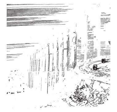 Chaumont viyadük 1855 1856 kadar gelen yerleşik Demiryolu Köprüsü üç hikaye yarı dairesel Kemer Köprü ve duvar Köprüsü, vintage çizgi çizme veya oyma illüstrasyon olduğunu.