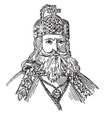 Charlemagne, 742-814, o Kutsal Roma İmparatoru, Franks, Lombardlar ve İmparator Romalılar, vintage çizgi çizme veya oyma illüstrasyon kralı kral oldu