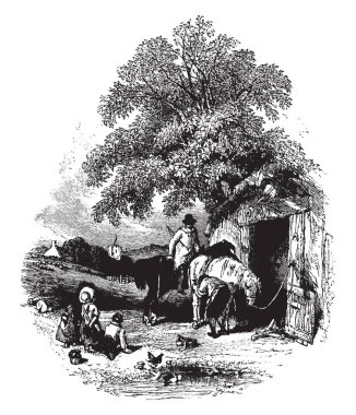 Bu resimde köyü demirci demirci ferforje, vintage çizgi çizme veya oyma çizim nesneleri oluşturan bir metal nerede temsil eder..