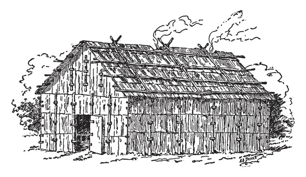 Das Bild Zeigt Das Haus Der Irokesen Einer Historisch Mächtigen — Stockvektor