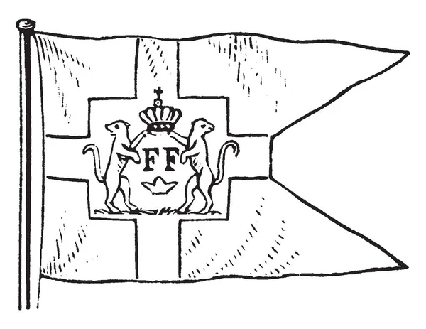 Датский Вест Индский Флаг Ласточкин Флаг Имеет Корссы Связанные Квадратом — стоковый вектор