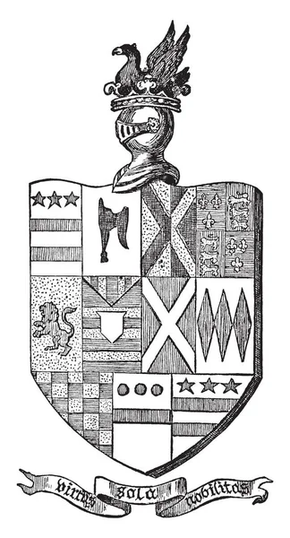 Kombiniertes Wappen Der Washington Familie Der Grafschaft Durham Vintage Linienzeichnung — Stockvektor