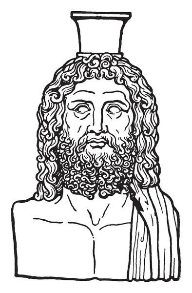 그리스 화병의 Serapis 그리스어 빈티지 조각으로 Serapis 이집트 하나님은 — 스톡 벡터