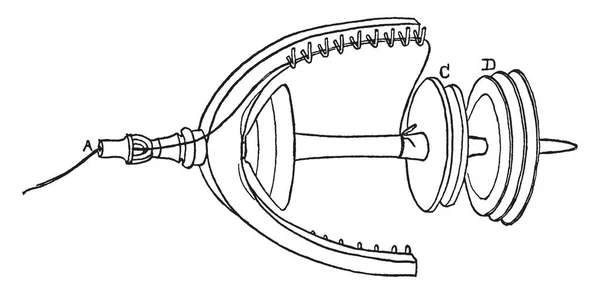 Diagram Spindel Spindeln Korrekt Helt Enkelt Den Metallstav Horsehoe Formad — Stock vektor