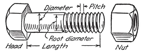 Cette Illustration Représente Fonction Travail Hex Head Bolt Dessin Ligne — Image vectorielle