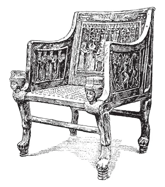 Seti 扶手椅我在后座上有漂亮的雕刻 内外扶手的面积 复古线画或雕刻插图 — 图库矢量图片