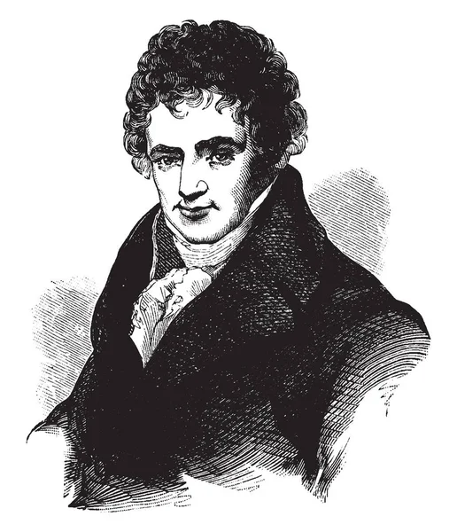 罗伯特富尔顿 1765 1815 他是一位美国工程师和发明家 著名的开发第一个商业上成功的汽船称为北河汽船的克莱门特 复古线画或雕刻插图 — 图库矢量图片