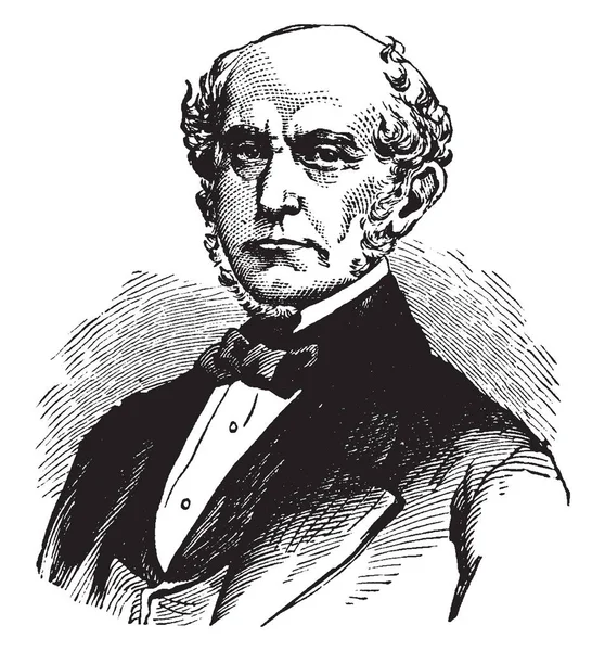チャールズ フランシス アダムズ 1807 1886 彼はアメリカ弁護士 政治家 外交官 ビンテージ線の描画や彫刻イラストとして — ストックベクタ