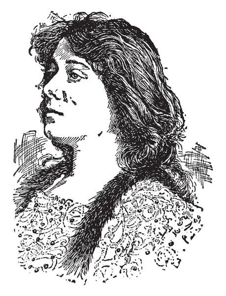 朱莉娅 1865 1950 她是一个美国女演员 以她对威廉 莎士比亚的诠释 复古的线条画或雕刻插图而闻名 — 图库矢量图片