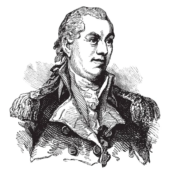 约翰巴里 1745 1803 他是一个官员在大陆海军和以后在美国 他是上尉在大陆海军在 1775年 复古线绘画或雕刻例证 — 图库矢量图片