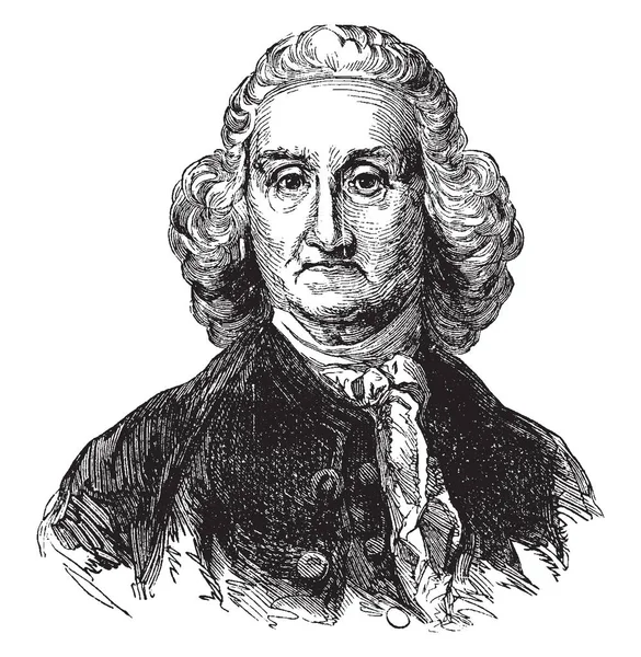 Джонатан Трамбулл 1710 1785 Губернатором Коннектикута Рисовал Винтажные Линии Гравировал — стоковый вектор