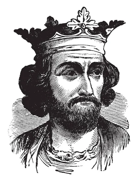 爱德华 他是英国的国王从1272年到 1307 复古线绘画或雕刻例证 — 图库矢量图片