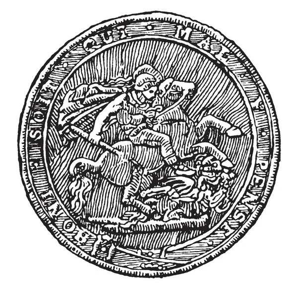 逆转英国的君主乔治 Iii 在1817年是英国的金币从乔治 Iii 复古线绘画或雕刻例证 — 图库矢量图片