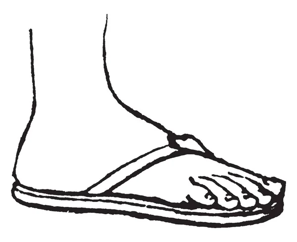 Řecké Sandál Opotřebované Starověkém Řecku Vintage Kreslení Čar Nebo Gravírování — Stockový vektor