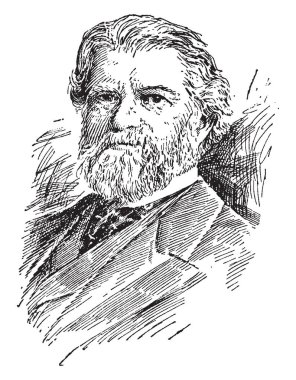 Simon Newcomb, 1835-1909, o bir Canadianamerican astronom, uygulamalı matematikçi, autodidactic bilge ve ABD Deniz Kuvvetleri, vintage çizgi çizme veya oyma illüstrasyon lisesinde matematik profesörü oldu