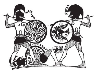 Aryan konuşan insanlar Menclaus ve Hector olduğunu sadece bu nedenle bu başladı muhtemelen taşıyan bir eski Yunanca yazıt, vintage çizgi çizme veya illüstrasyon oyma en erken bilinen vazo.