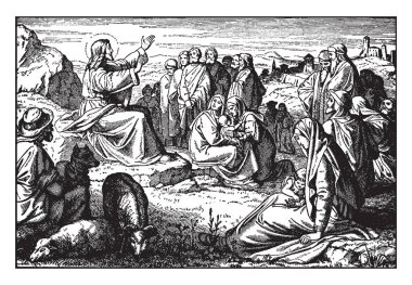 Kim eski bir elbise giymiş ve birbirlerinin ile duran iki kadın vardır. Bayanlar, vintage çizgi çizme veya oyma illüstrasyon duran iki adam.