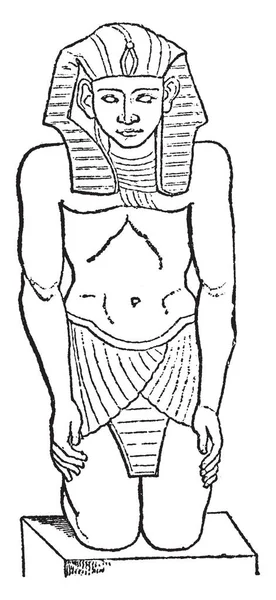 エジプト彫刻は 図面やイラストを彫刻 ビンテージの行に正面図 — ストックベクタ