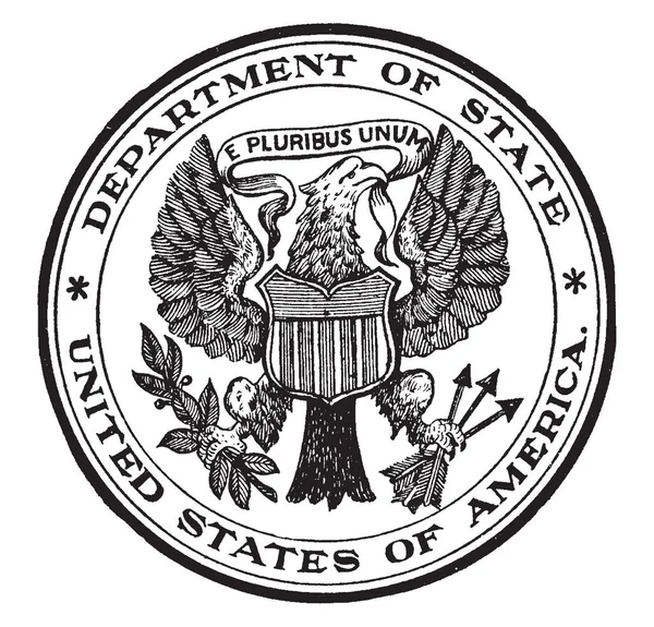 Печать Государственного Департамента Соединенных Штатов Форма Круга Печать Имеет Лысый — стоковый вектор