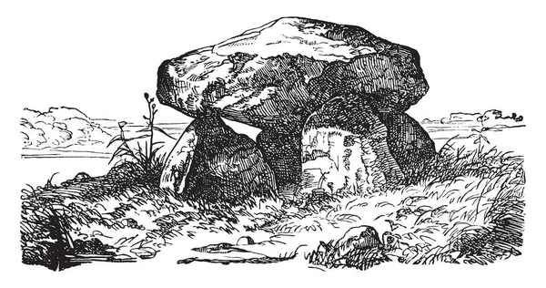 Cromlech Escandinavo Utilizado Para Describir Estructuras Megalíticas Prehistóricas Dibujo Líneas — Archivo Imágenes Vectoriales