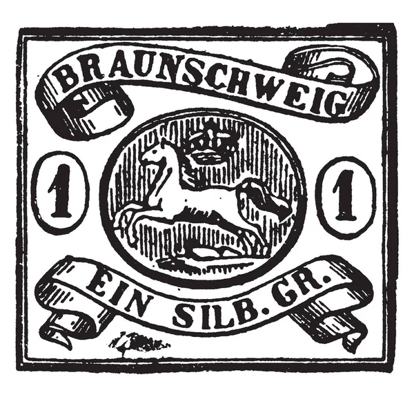 Brunswick Ein Silber Σφραγίδα 1852 Που Είναι Δυνατό Βρείτε Γραμματόσημα — Διανυσματικό Αρχείο