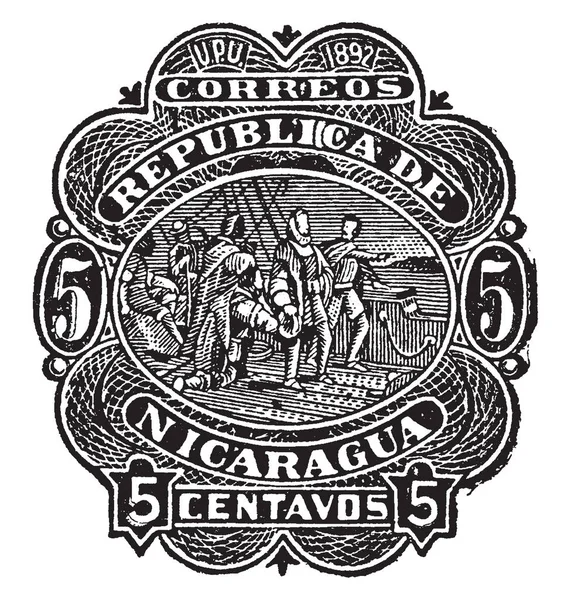 Nicarágua Centavos Envelope 1892 Que Tem Sistema Endereço Único Desenho —  Vetores de Stock
