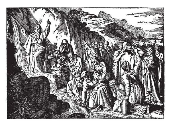 Μωυσής Βρισκόταν Στο Ρεύμα Του Νερού Που Ρέει Από Βουνό — Διανυσματικό Αρχείο