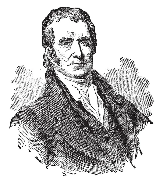 马歇尔 1755 1835 他是美国的政治家和美国最高法院第四首席大法官 复古线画或雕刻插图 — 图库矢量图片
