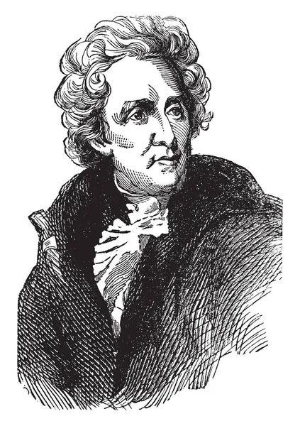 Andrew Jackson, o 1767-1845, oldu bir Amerikalı asker, devlet adamı, Amerika Birleşik Devletleri 1829 den 1837 için ABD Tennessee Senatörü yedinci Başkan ve Florida, vintage çizgi çizme veya oyma illüstrasyon askeri valisi