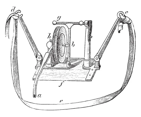 Una Máquina Utilizada Para Enfermedades Respiratorias Trazado Líneas Vintage Ilustración — Archivo Imágenes Vectoriales