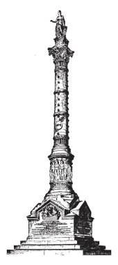 Yorktown, İngiliz General Charles Cornwallis, vintage çizgi çizme veya oyma illüstrasyon Bankası Anıtı