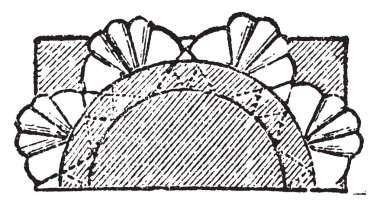 Dekoratif sütun, zemin, döşeme, ahşap, iç ve dış, vintage çizgi çizme veya oyma illüstrasyon.